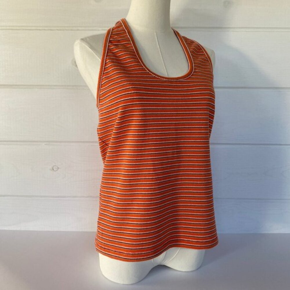 Fall Layering Anthropologie Y2K Halter Top Tank XL Orange Stripe Boho Retro 70s‎ - Picture 3 of 11